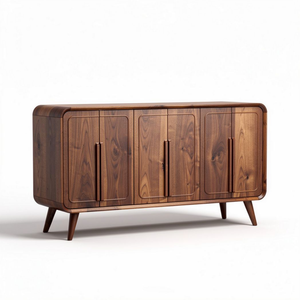 Houten dressoir met afgeronde hoeken en 4 deuren 150 x 40 x 75cm