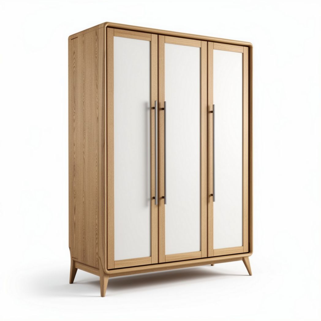 Kast van eikenhout met vier deuren en glazen panelen 80 x 40 x 180cm