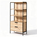 Open kast met 4 planken en 2 lades van hout en metaal 80 x 30 x 180cm