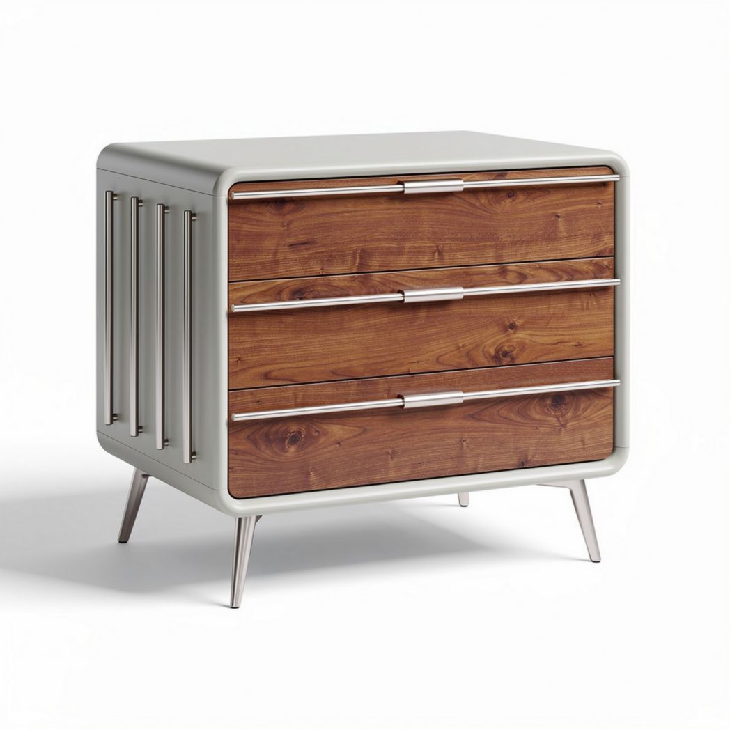 Ladenkast met drie lades van hout en metaal 50 x 40 x 70cm
