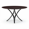 Ronde eettafel van hout met zwart metalen onderstel 150 x 150 x 75 cm
