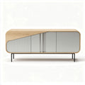 Eiken legkast met glazen deuren afmetingen 150 x 50 x 80cm