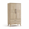 Kast van hout met 2 deuren en 2 lades formaat 180 x 90 x 45cm in lichtbeige
