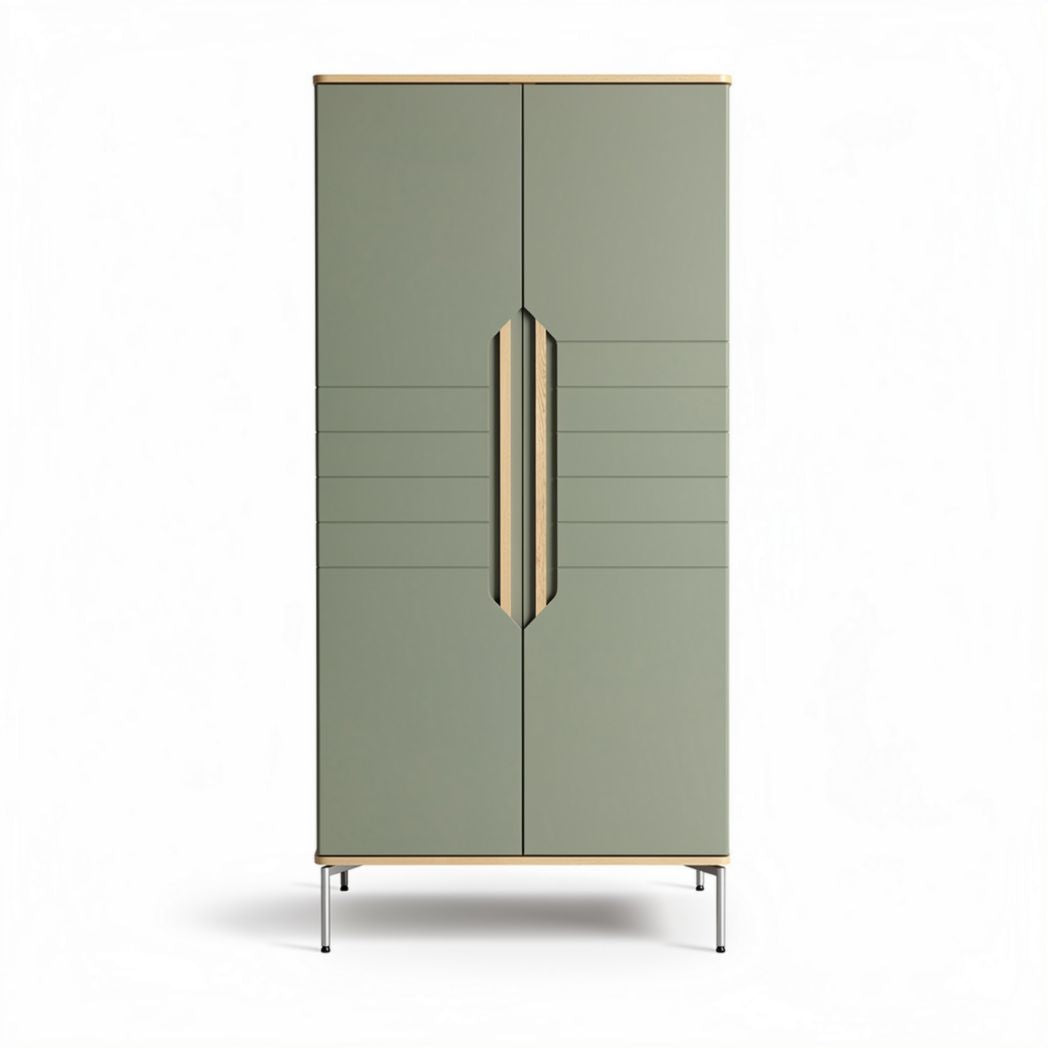 Groene kast met metalen handvatten 180 x 90 x 45cm voor kantoor of woonkamer