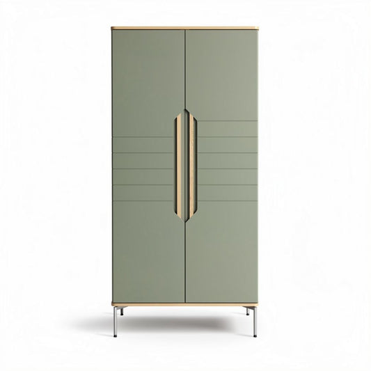 Groene kast met metalen handvatten 180 x 90 x 45cm voor kantoor of woonkamer