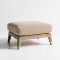 Voorkeurs poef in beige stof met houten poten 80 x 60 x 35cm