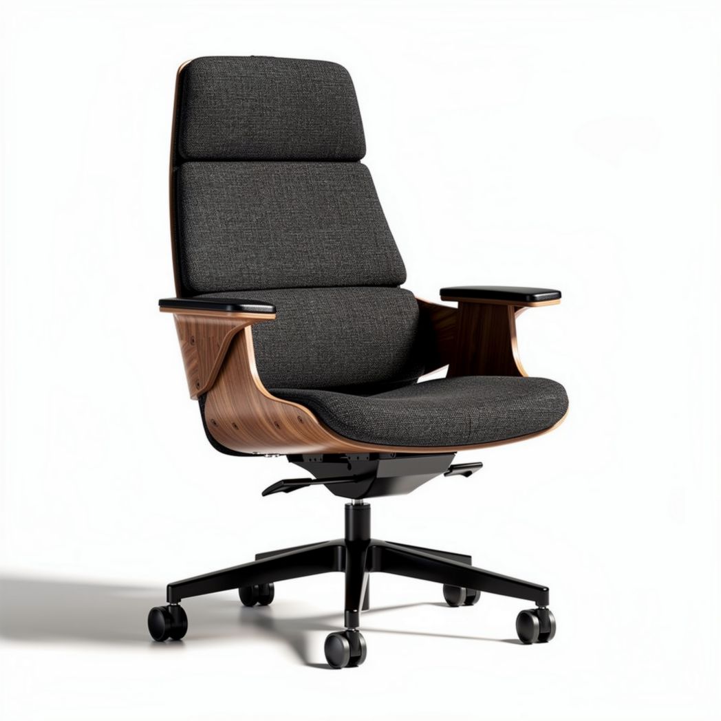 Ergonomische bureaustoel van hout en stof met verstelbare armleuningen 60 x 60 x 110cm