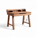 Houten bureau met lade en kabelbeheer 120 x 60 x 75 cm naturel bruin