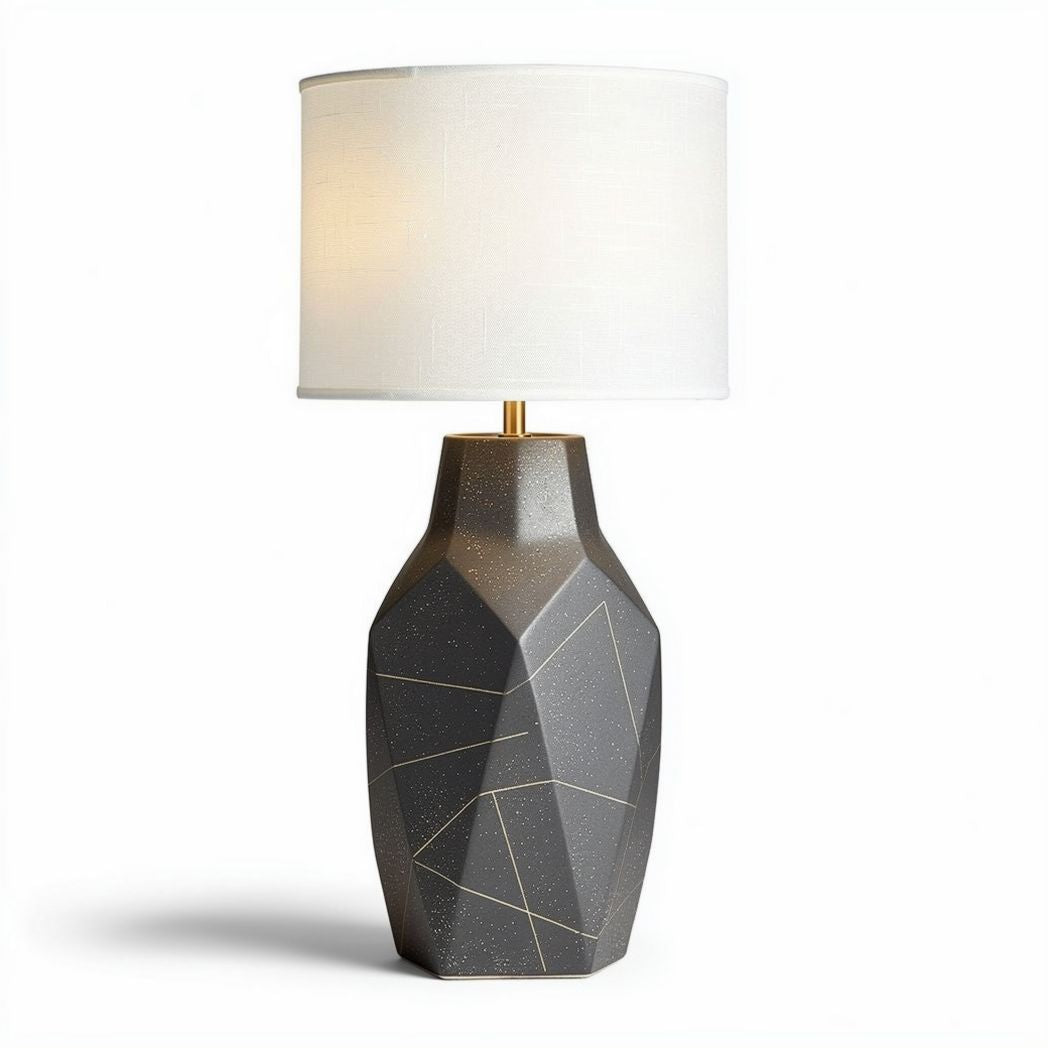 Tafellamp met geometrisch ontwerp van keramiek in zwart en wit 30 x 30 x 60cm