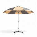 Parasol met een diameter van 250 cm in grijs en beige met een aluminium frame