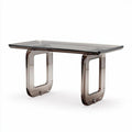 Tafel in rookglas met metalen poten 120 x 60 x 75cm